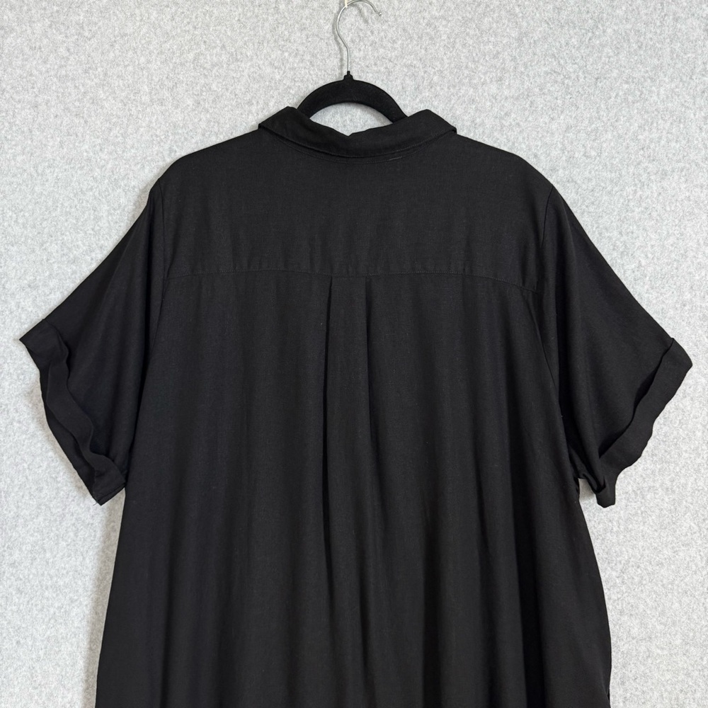Old Navy Shirt Dress XXL Petite Black Linen Blend Button Up Fall Lagenlook NWT - Picture 7 of 12